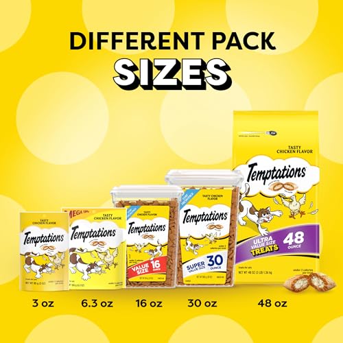 Temptations Cat Treats Classic Crunchy and Soft Cat Treats, Tasty Chicken Flavor, 30 oz. Tub