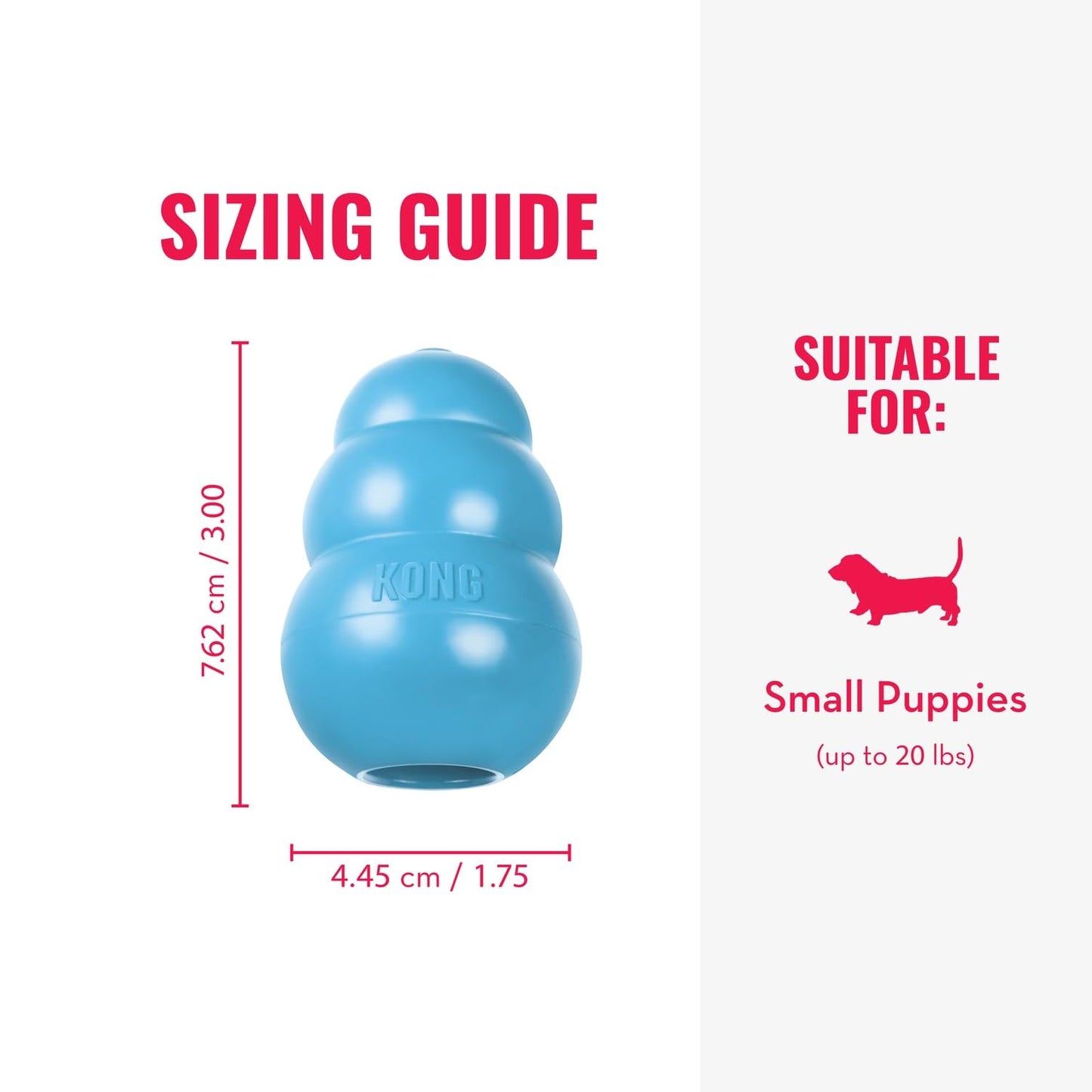 KONG Puppy - Natural Teething Rubber Chew Toy for Dogs - Stuffable Dog Toy for Extended Playtime - Chew & Fetch Toy for Puppies - for Small Puppies - Blue