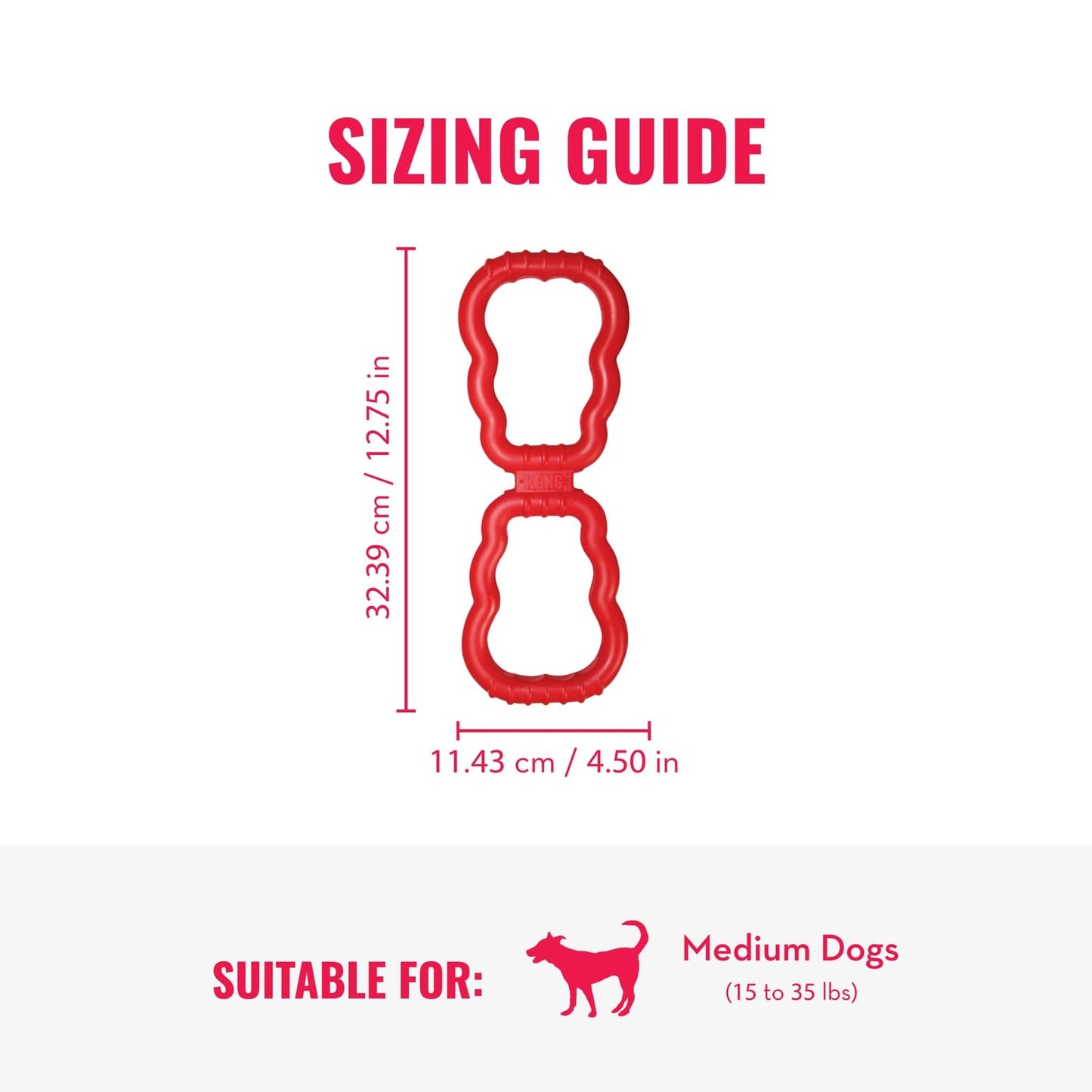 KONG Tug Toy - Dog Supplies for Tug of War - Natural Rubber Dog Toy for Outdoor & Indoor Playtime - for Medium/Large Dogs