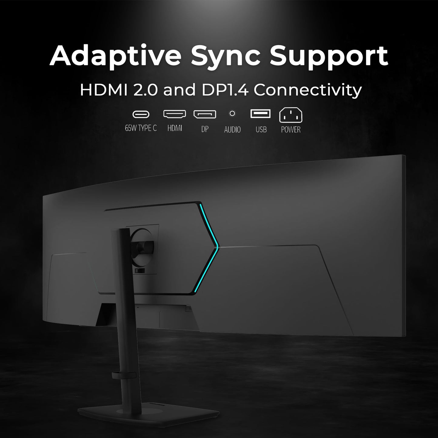 Deco Gear 49” Dual-QHD 5120×1440 1500R Curved Ultrawide Monitor, 120Hz HDR400, 1ms MPRT, FreeSync, USB-C 65W, PBP/PIP, KVM, Built-in Speakers, Ergonomic Height-Adjustable Stand