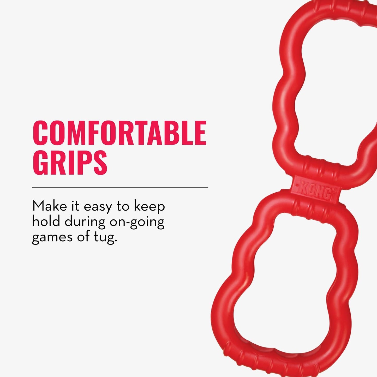 KONG Tug Toy - Dog Supplies for Tug of War - Natural Rubber Dog Toy for Outdoor & Indoor Playtime - for Medium/Large Dogs