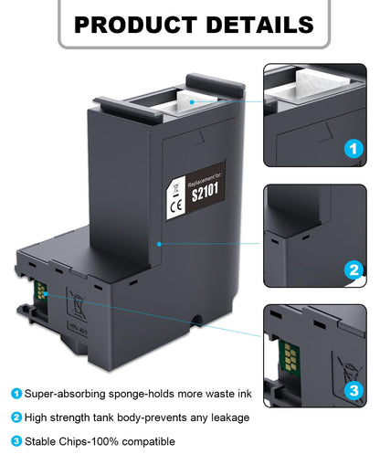 C13S210125 Ink Maintenance Box S210125 SC23MB Waste Ink Tank Replacement Compatible for EPSON Surecolor SC-F170 F100 F150 Dye Sub Printers, F170 Ink Maintenance Box 2 Packs