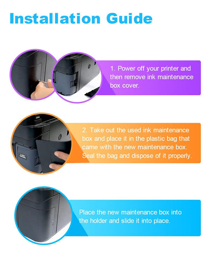 C13S210125 Ink Maintenance Box S210125 SC23MB Waste Ink Tank Replacement Compatible for EPSON Surecolor SC-F170 F100 F150 Dye Sub Printers, F170 Ink Maintenance Box 2 Packs