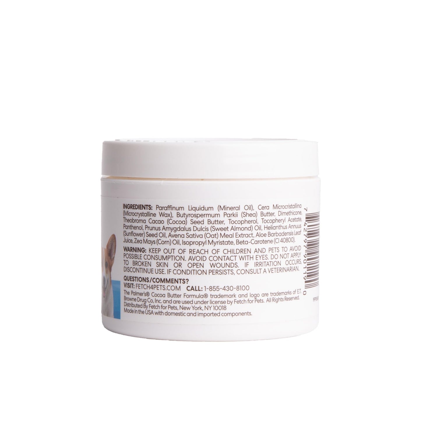 Palmer's for Pets Cocoa Butter Paw Pad and Nose Balm for Dogs, Fragrance Free Dog Skin Soother with Vitamin E for Dry Paws and Noses, Plant Based Formula, 3.5 Oz