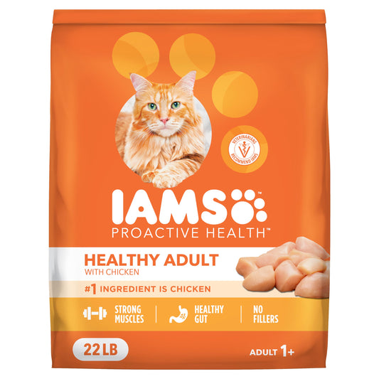 IAMS Proactive Health Dry Cat Food, Healthy Cat Food Dry Recipe for Adults, with Chicken 22 lb. Bag