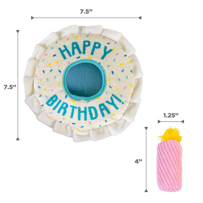 Outward Hound Hide-A-Birthday-Cake Dog Toy – Interactive 2‑in‑1 Plush Puzzle with 3 Squeaky Removable Candles