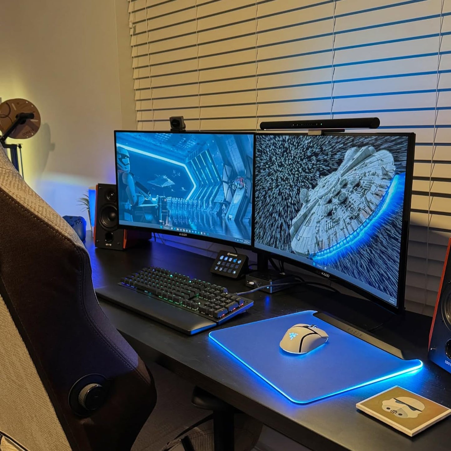 Kado Dual Gaming Monitor Setup - 2-Pack 32" 240Hz 1ms Curved 1800R 1920x1080, AMD FreeSync Premium, Panoramic Gaming Multi-View Split Screen Streaming, VESA Mount HDMI DisplayPort Built-in Speakers