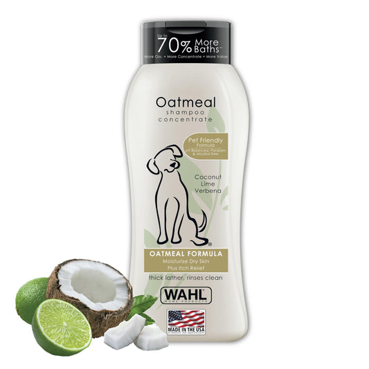 Wahl USA Dry Skin & Itch Relief Pet Shampoo for Dogs – Oatmeal Formula with Coconut Lime Verbena Scent & Pet Friendly Formula, 24 Oz - Model 820004A