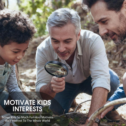 Large Magnifying Glass with Light, Magnifier Handheld Illuminated Lighted Magnifier with 3 LED Lights 1 UV Light Storage Bag Clean Cloth for Seniors Reading Inspection