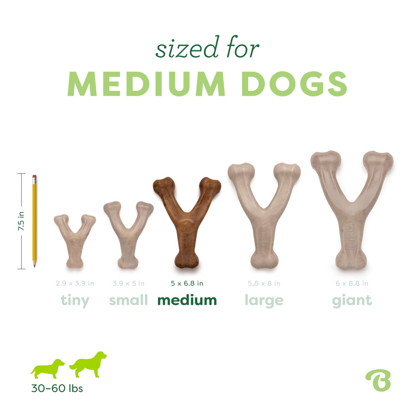 Benebone Wishbone Durable Dog Chew Toy for Aggressive Chewers, Real Bacon, Made in USA, Medium