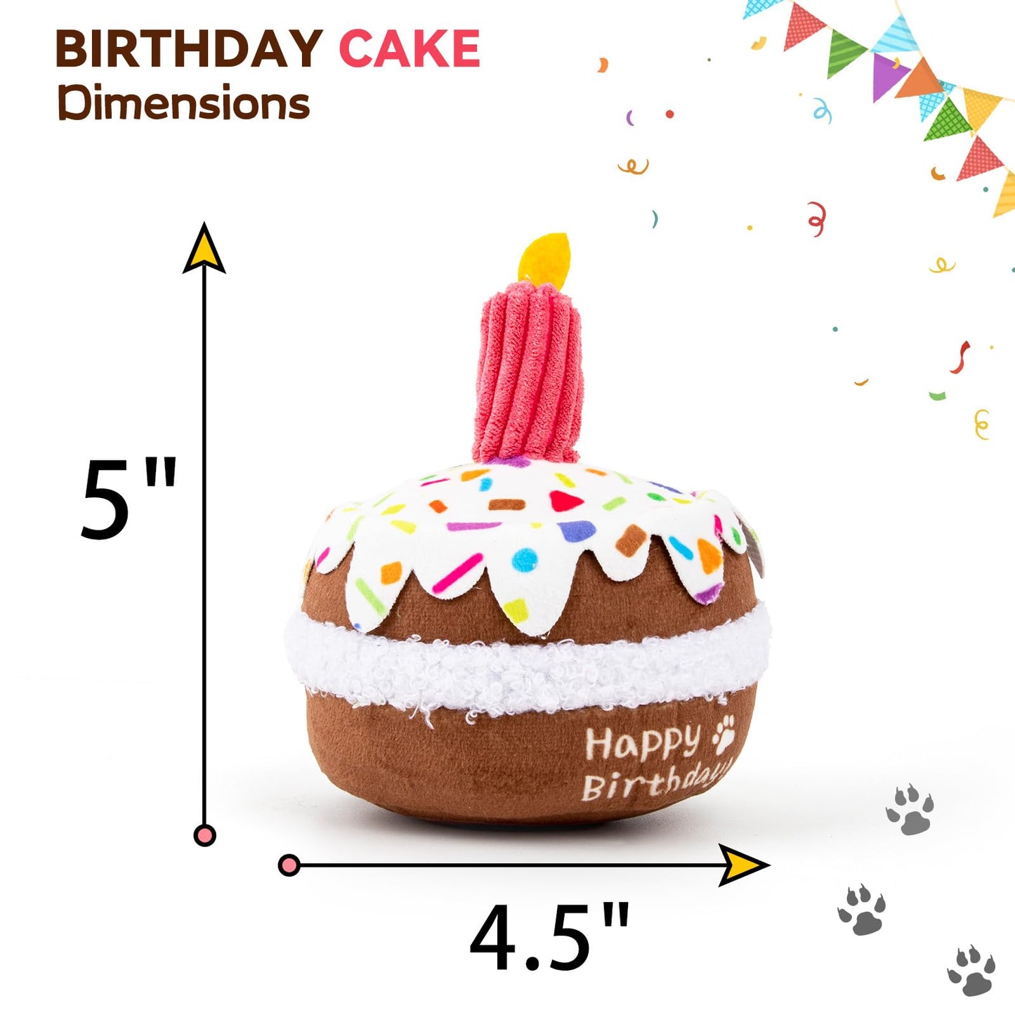 lilfrd Dog Birthday Toy, Birthday Cake Toys for Puppy Gifts, Squeaky Plush Dog Toys