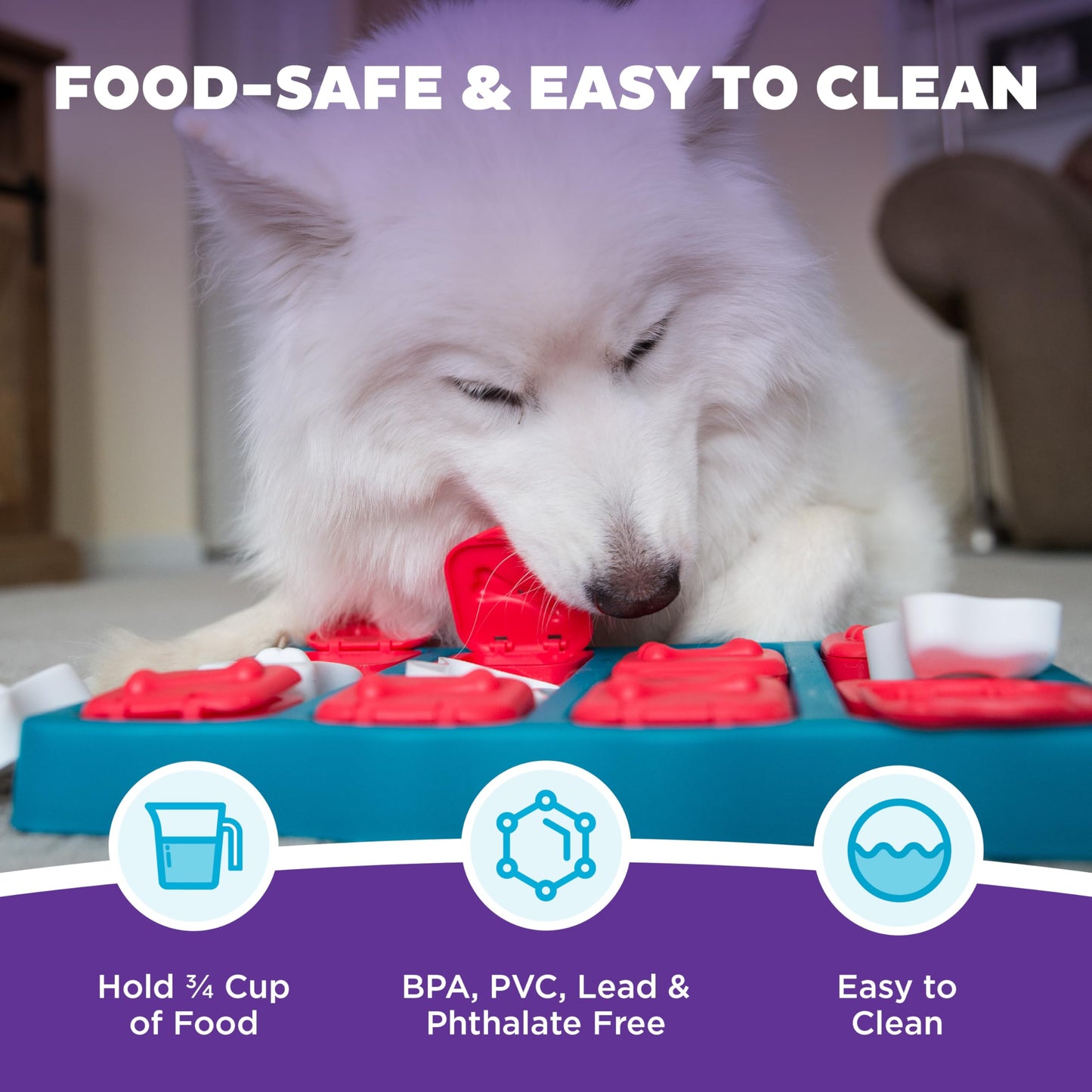 Outward Hound by Nina Ottosson Dog Brick – Interactive Treat Puzzle Enrichment Toy, Level 2 Intermediate