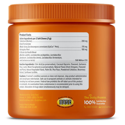 Zesty Paws Dog Allergy Relief Chews, Dog Probiotics for Itchy Skin and Ears, Lamb, 90ct