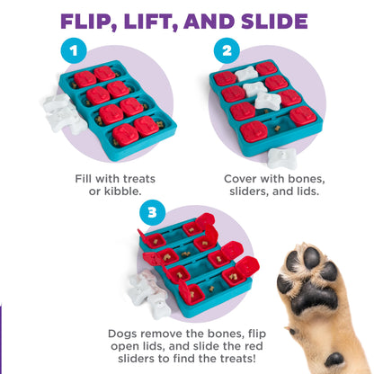 Outward Hound by Nina Ottosson Dog Brick – Interactive Treat Puzzle Enrichment Toy, Level 2 Intermediate