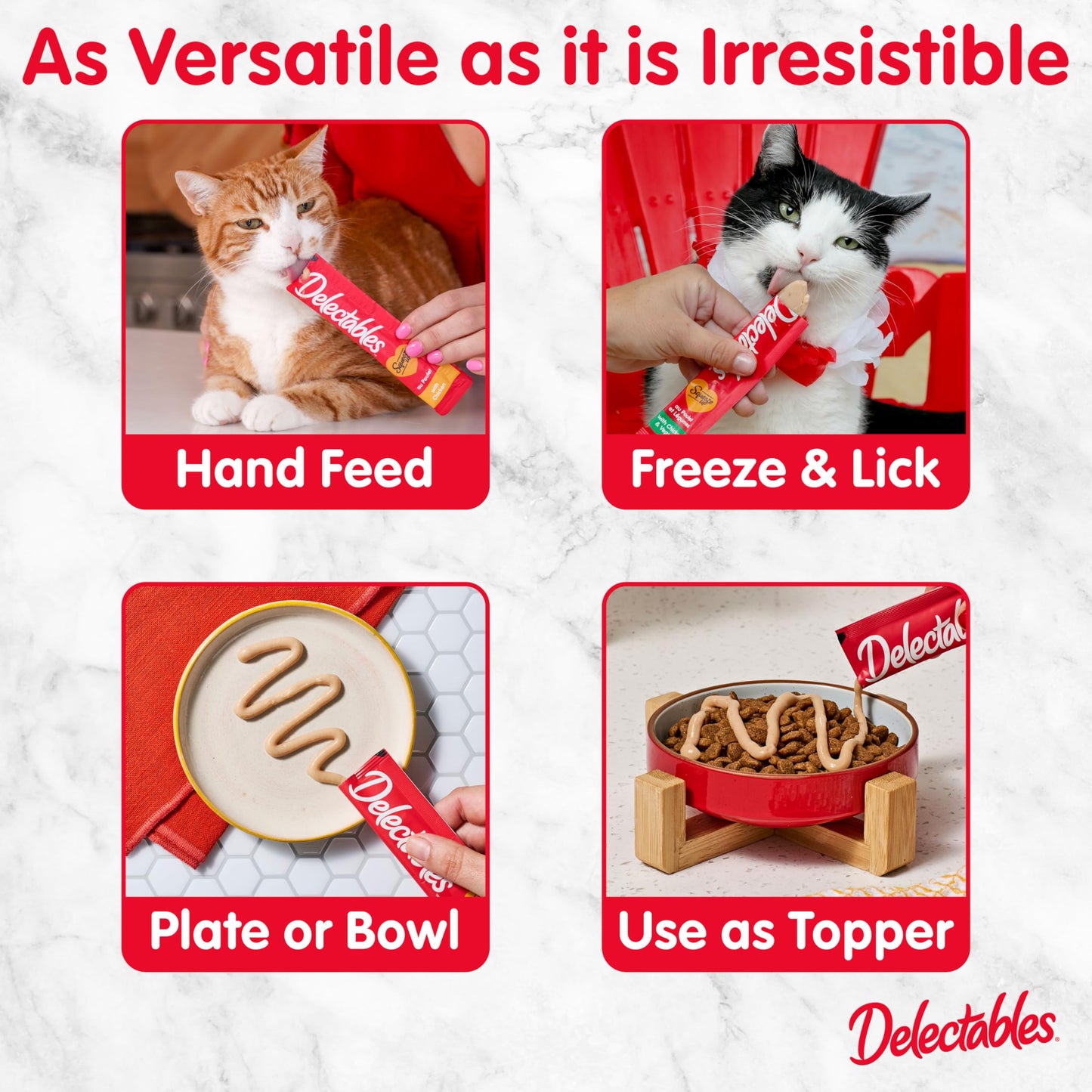 Hartz Delectables Squeeze Up Variety Pack, Creamy Squeezable Puree, Lickable Wet Cat Treats, Grain Free, No Added Fillers, No by-Products, No Added Preservatives, 0.5 Ounces Tube, 54 Tubes Total