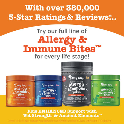 Zesty Paws Dog Allergy Relief Chews, Dog Probiotics for Itchy Skin and Ears, Lamb, 90ct