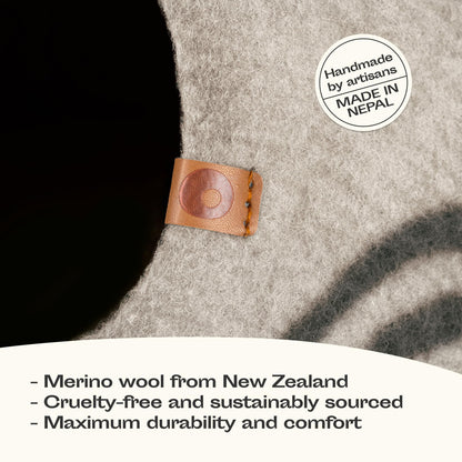 MEOWFIA Cat Cave – Premium Felt Cat Bed for Indoor Cats, Handmade Merino Wool (Light Grey, Medium)