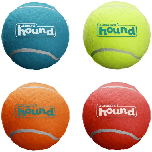 Outward Hound Squeaker Ballz – Squeaky Tennis Balls for Dogs Under 50 lbs, Interactive Dog Toy for Fetch & Training, Medium (2.5"), 4‑Pack