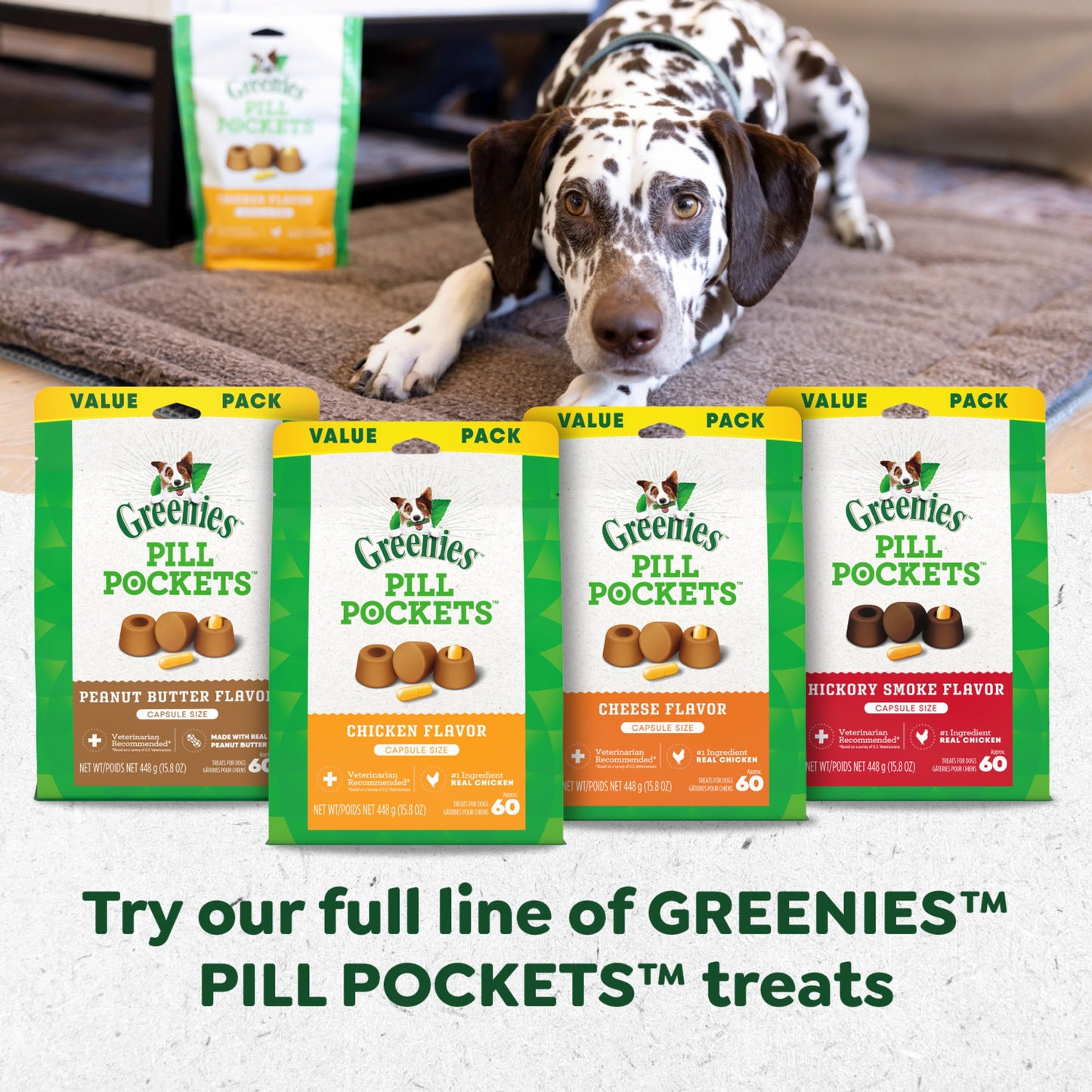 Greenies Pill Pockets for Dogs Large Size, Dog Treat Pouch for Capsule Medication, Peanut Butter Flavor, 15.8 oz. Pouch